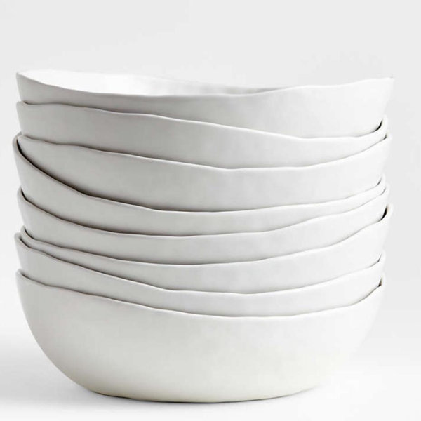 Mercer Matte White Low Bowls, Set of 8