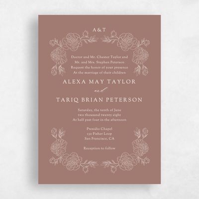 Chestnut, Brown Wedding Invitation - Mauve Portrait