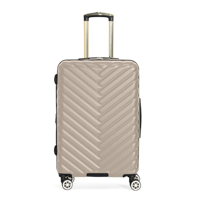 Kenneth Cole REACTION Madison Square Lightweight Hardside Chevron Expandable Spinner Luggage, Taupe, 24-Inch Checked