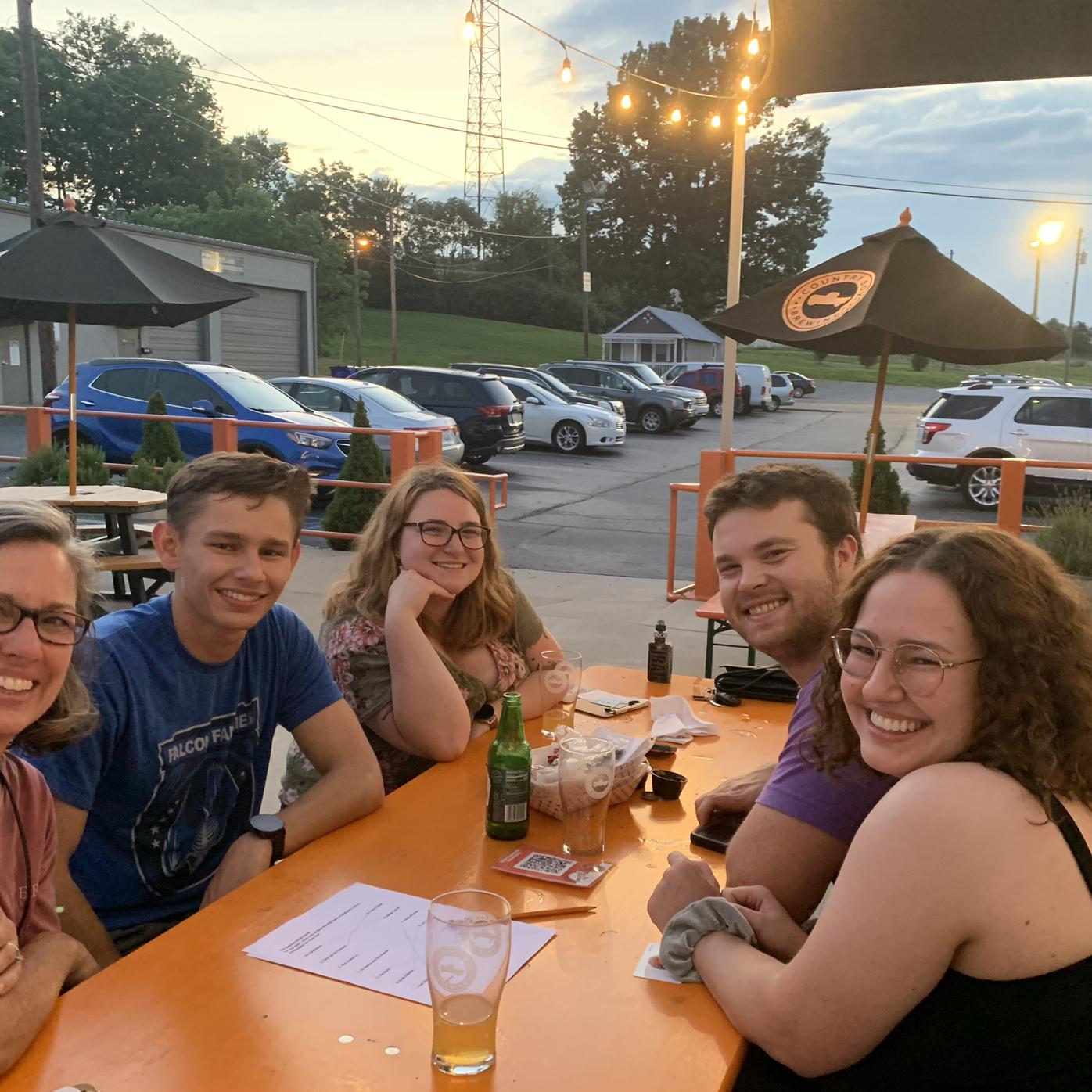 Weekly Tuesday night trivia at Country Boy with family and friends.