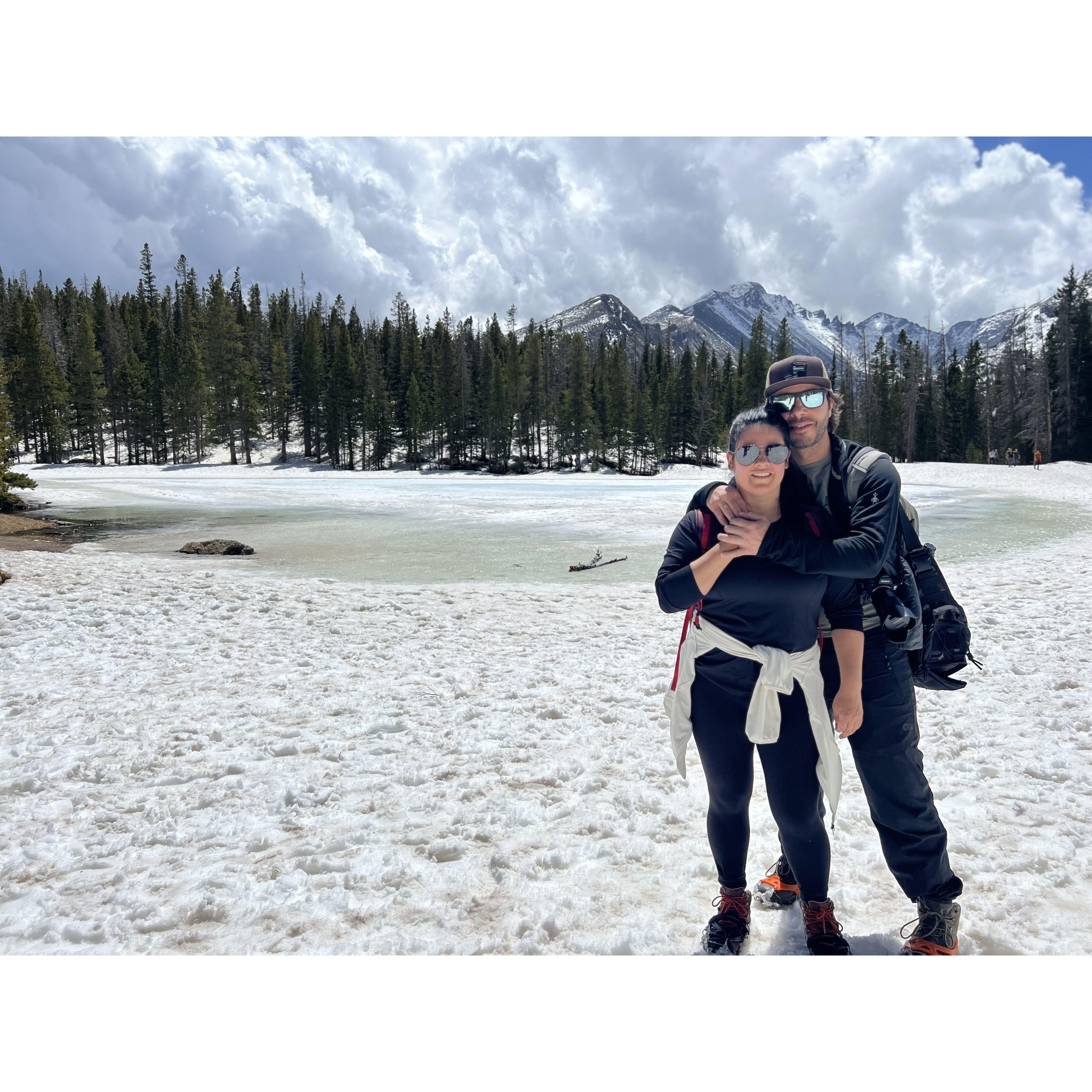 On our engagement walk at Rocky Mountain National Park