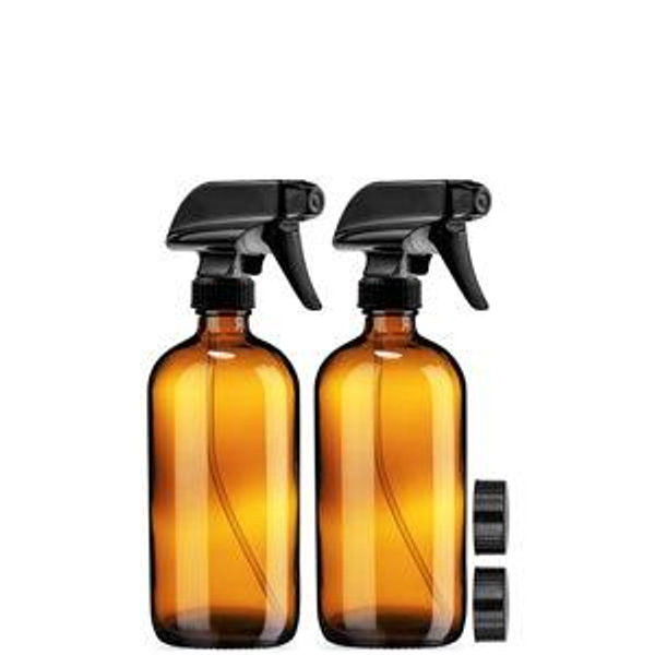 Sally's Organics: 16oz Amber Glass Spray Bottle - 2 Pack