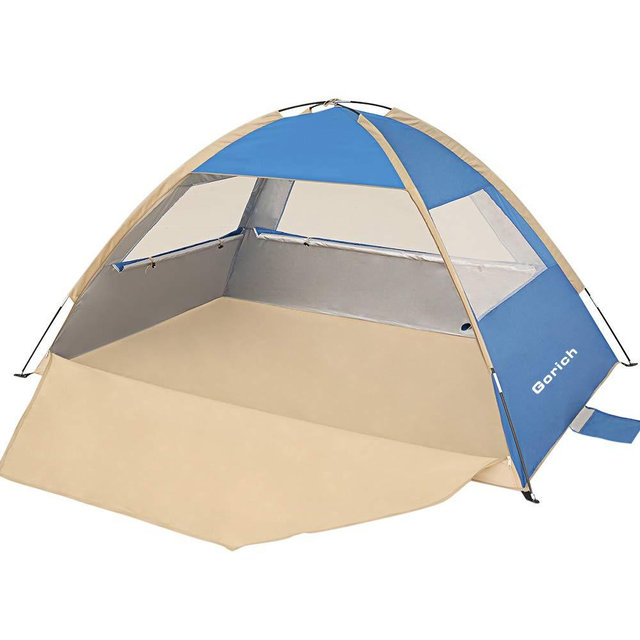 Gorich Beach Tent，UV Sun Shelter Lightweight Beach Sun Shade Canopy Cabana Beach Tents Fit 3-4 Person (Dark Blue)