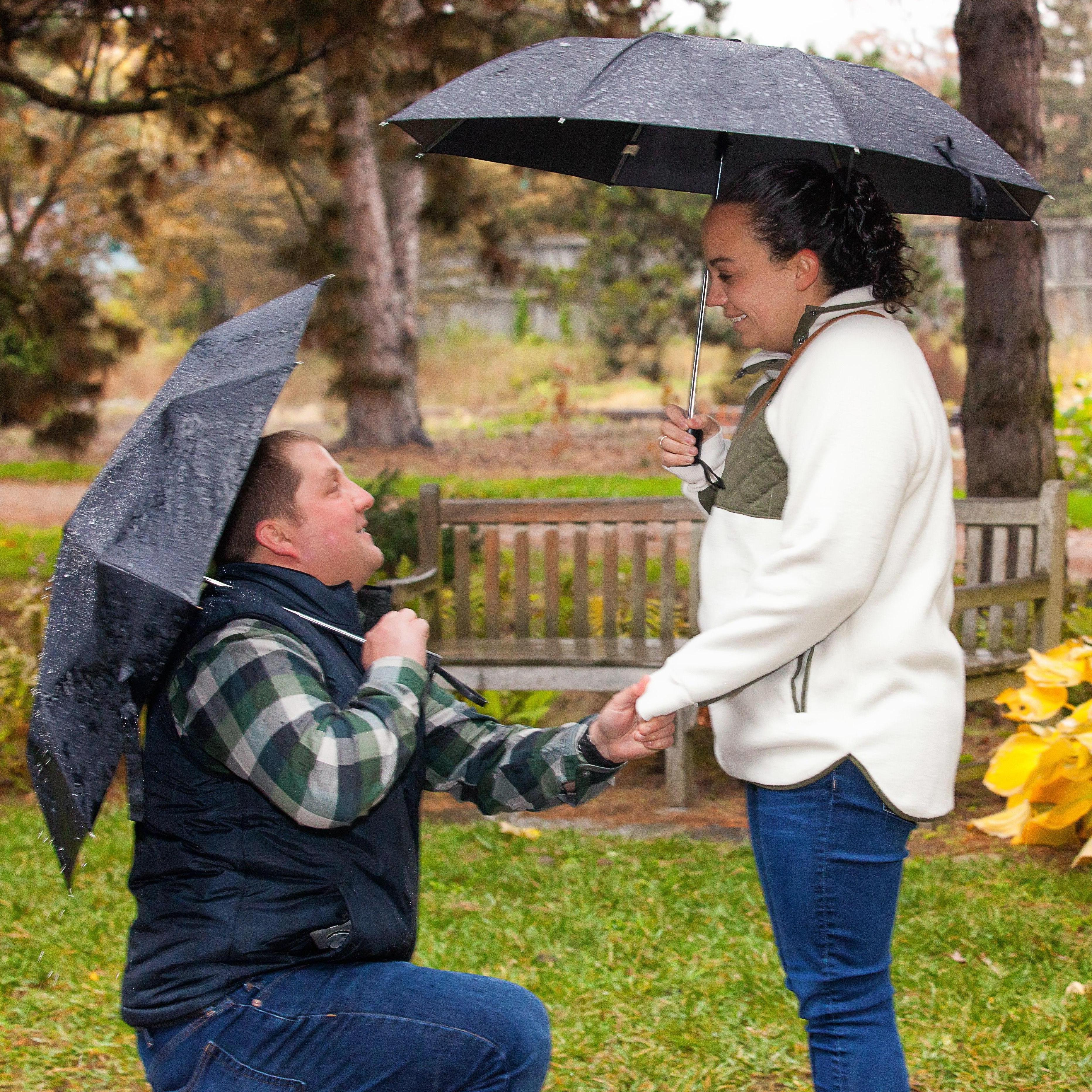 The proposal happened exactly one year after we matched online.