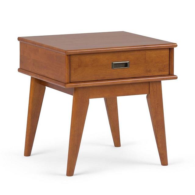 SIMPLIHOME Draper SOLID HARDWOOD 22 inch Wide Rectangle Mid Century Modern End Table in Teak Brown for the Living Room and Bedroom