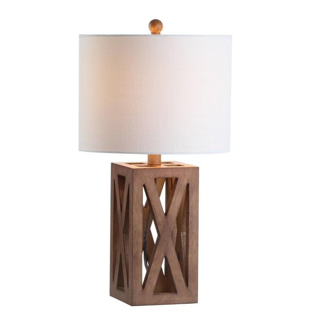 21.5" Wood Stewart Table Lamp (Includes LED Light Bulb)Brown - Jonathan Y