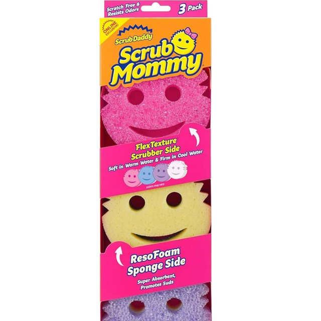 Scrub Daddy Scrub Mommy Sponges - Dish Scrubber + Non-Scratch Cleaning Sponges Kitchen, Bathroom + Multi-Surface Safe - Dual-Sided Dish Sponges for Scrubbing - Online Exclusive (3 Count)