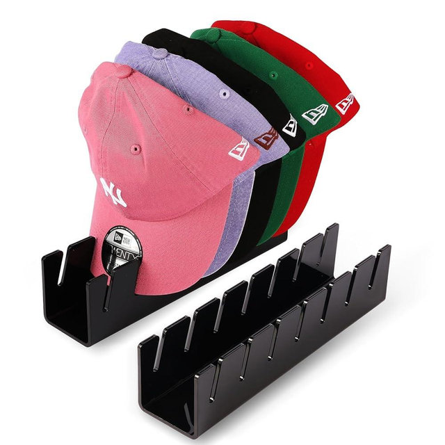 CHENYAOAI Hat Organizer for Baseball Caps, 2 Pcs No Install Acrylic Hat Stand for 14 Baseball Caps, Hat Racks for Caps Display and Organizer for Bedroom, Closet, Dresser, Office, Hat Holder