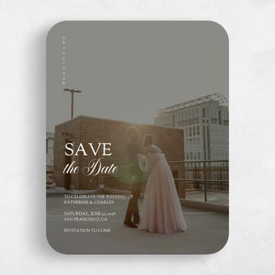 White Rounded Wedding Save the Date - Soave Photo