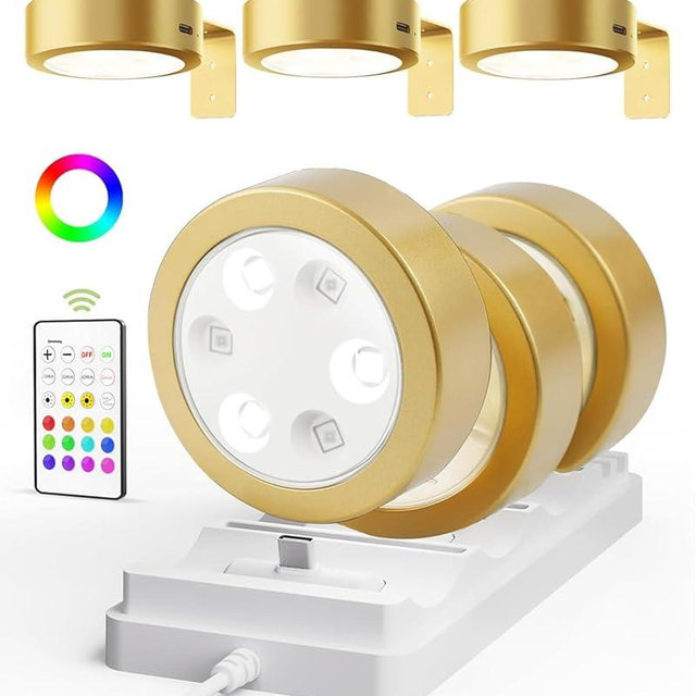 EZVALO Picture Lights for Wall with Charging Station, Rechargeable Battery Magnetic Poster Lights with 3 Color Temps & 12 RGB, Remote Dimmable Timer Light, Wall Decor Light for Art Display (6 Pack)