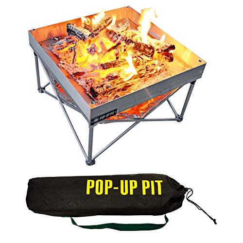 Pop-Up Fire Pit | Portable and Lightweight | Fullsize 24 Inch | Weight 8 lbs. | Never Rust Fire Pit | Included Heat Shield for Leave No Trace Fires (Pop-Up Fire Pit + Heat Shield)