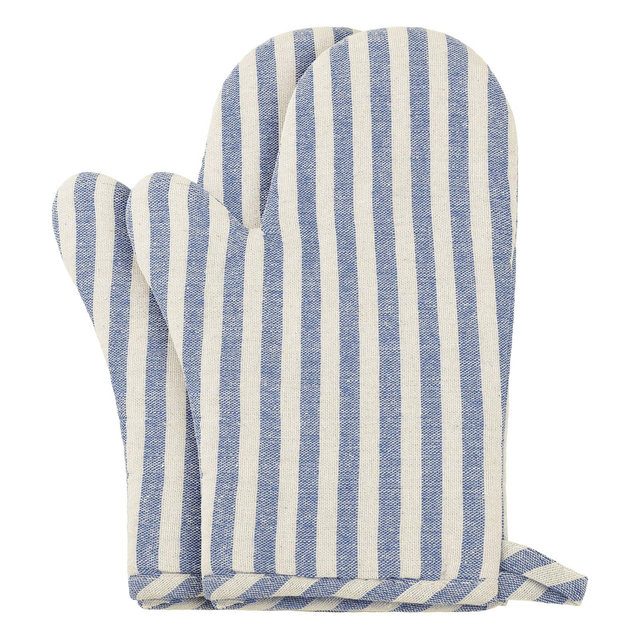 REGALWOVEN Soft Oven Mitts, Heat-Resistant Cooking Gloves, Thick Cotton Lining, Flexible Gripping for Baking, Kitchen Mitts 2Pcs Blue