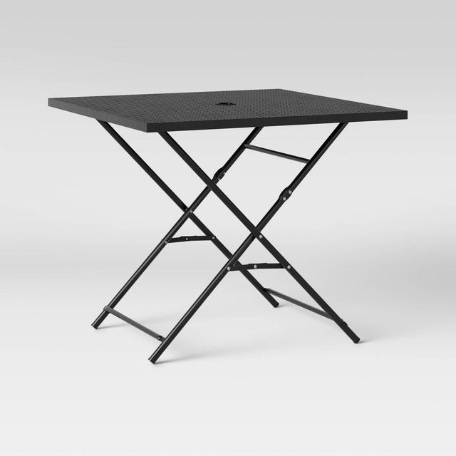 32" Metal Punched Square Patio Folding Table - Black - Room Essentials™