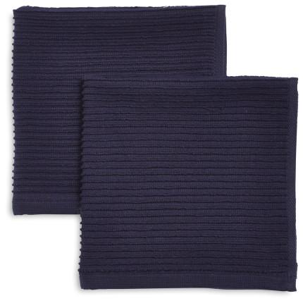 Ribbed Kitchen Towels, 30" x 20", Set of 2 - BLACK