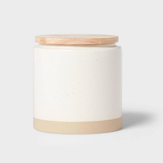 Camwood Collection Medium Stoneware Canister with Wood Lid Cream - Threshold™