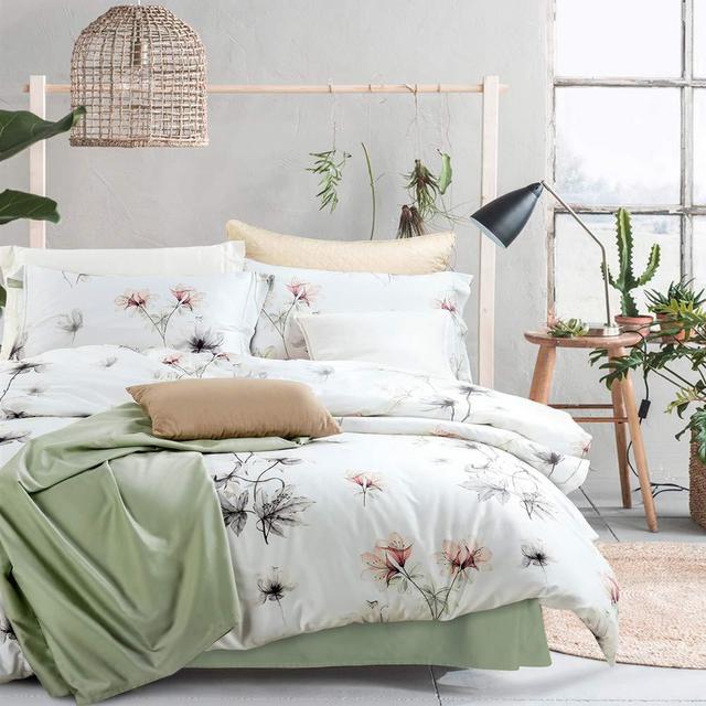 MILDLY 100% Egyptian Cotton Bedding Sets, Leaf Comforter Covers Queen Size (1 Duvet Cover + 2 Pillow Shams)