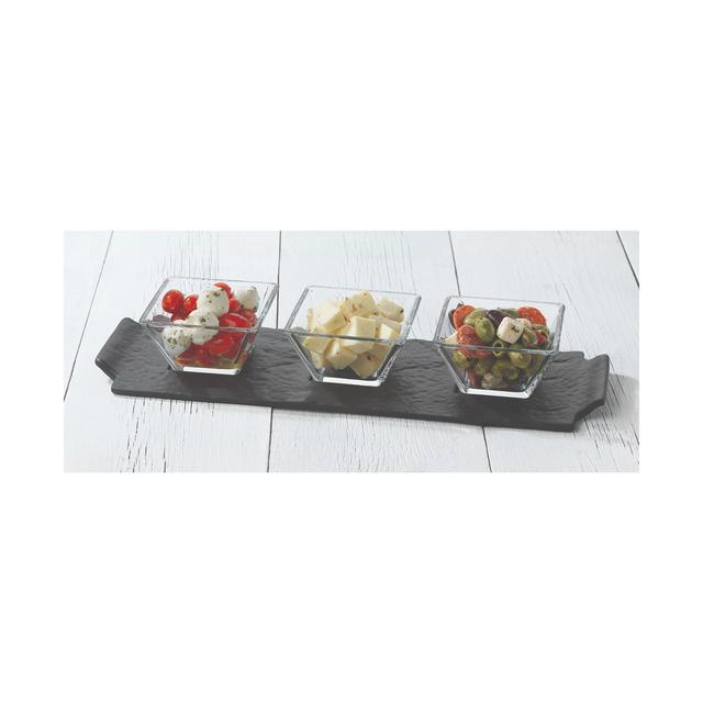 Libbey Slate Rectangular Server with 3 Bowls