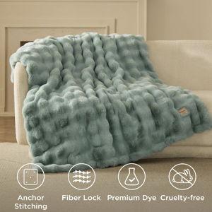 Bedsure GentleSoft Fluffy Fuzzy Sage Green Throw Blanket, Soft Cozy Fleece Faux Fur Blanket for Couch, Spring Green Decor Minky Velvet Bed Cover, Thick Warm Plush Women Men Birthday Gifts