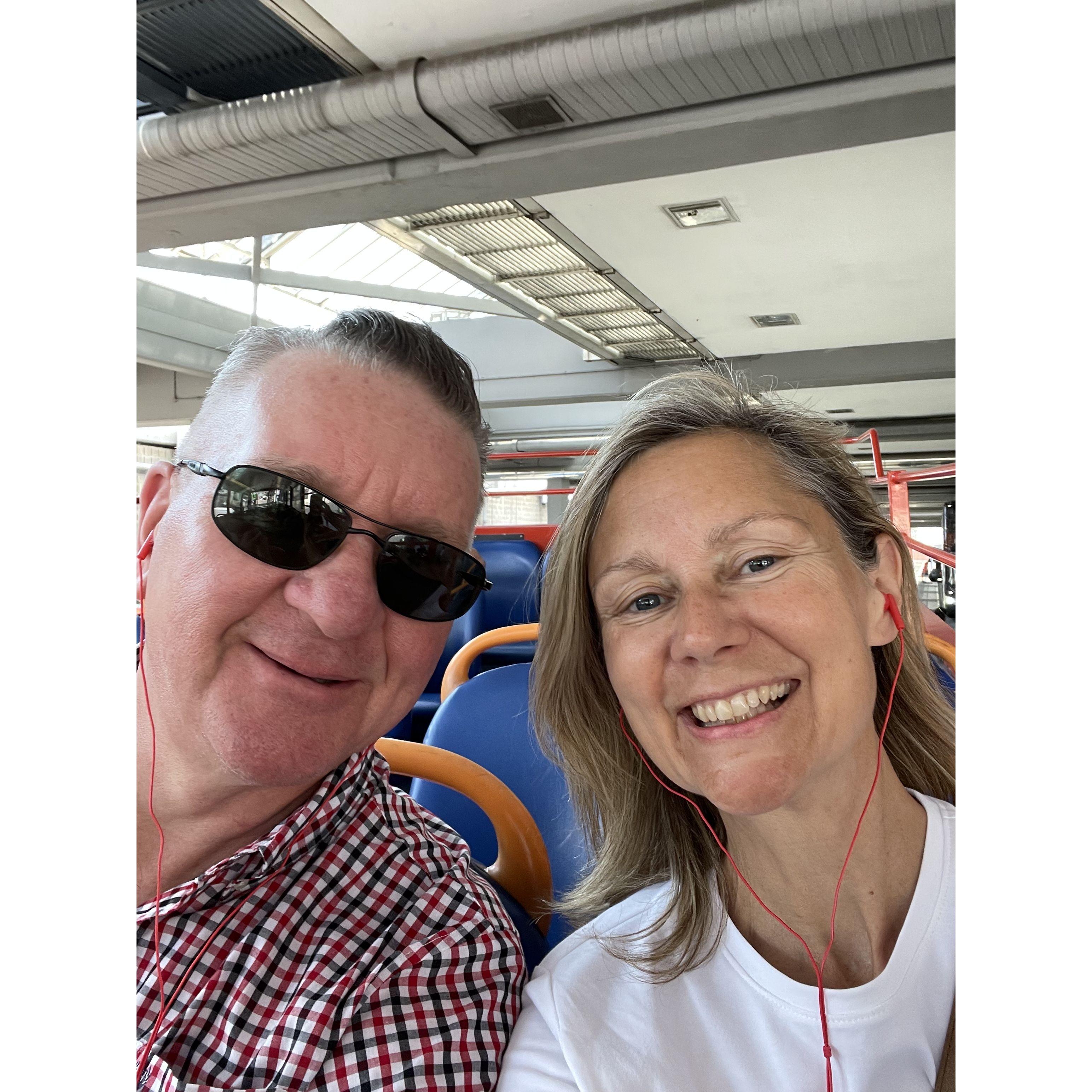 On the tour bus in London. A bit jet lagged but soooo happy to be there.