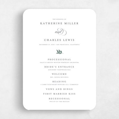 White Rounded Wedding Program - Willow