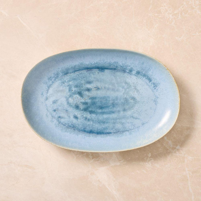 Oyku Oval Serve Platter, Blue
