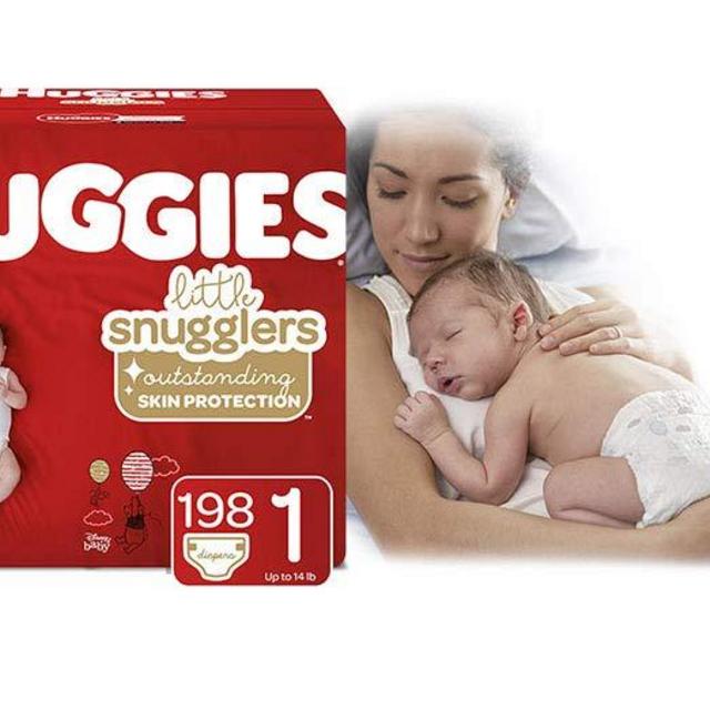 Huggies Little Snugglers Baby Diapers, Size 1 (up to 14 lb.), 198 Ct, Economy Plus Pack (Packaging...