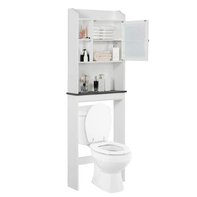 YAHEETECH Over The Toilet Cabinet Space-Saving - Bathroom Cabinet w/Adjustable Shelves, 23.2in L x 7.4in W x 68.9in H