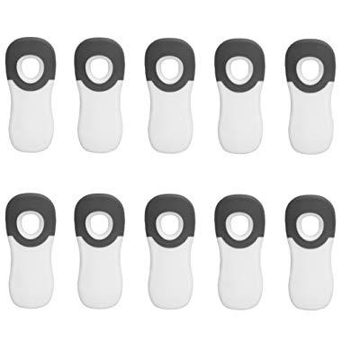 COOK With COLOR Set Of Ten Fun Colored Rubber Refrigerator Magnet Chip Bag Clips, Kitchen Storage Clips For Hanging, Organizing and Sealing Needs, White