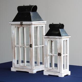 Wood And Metal Lantern, Set of 2