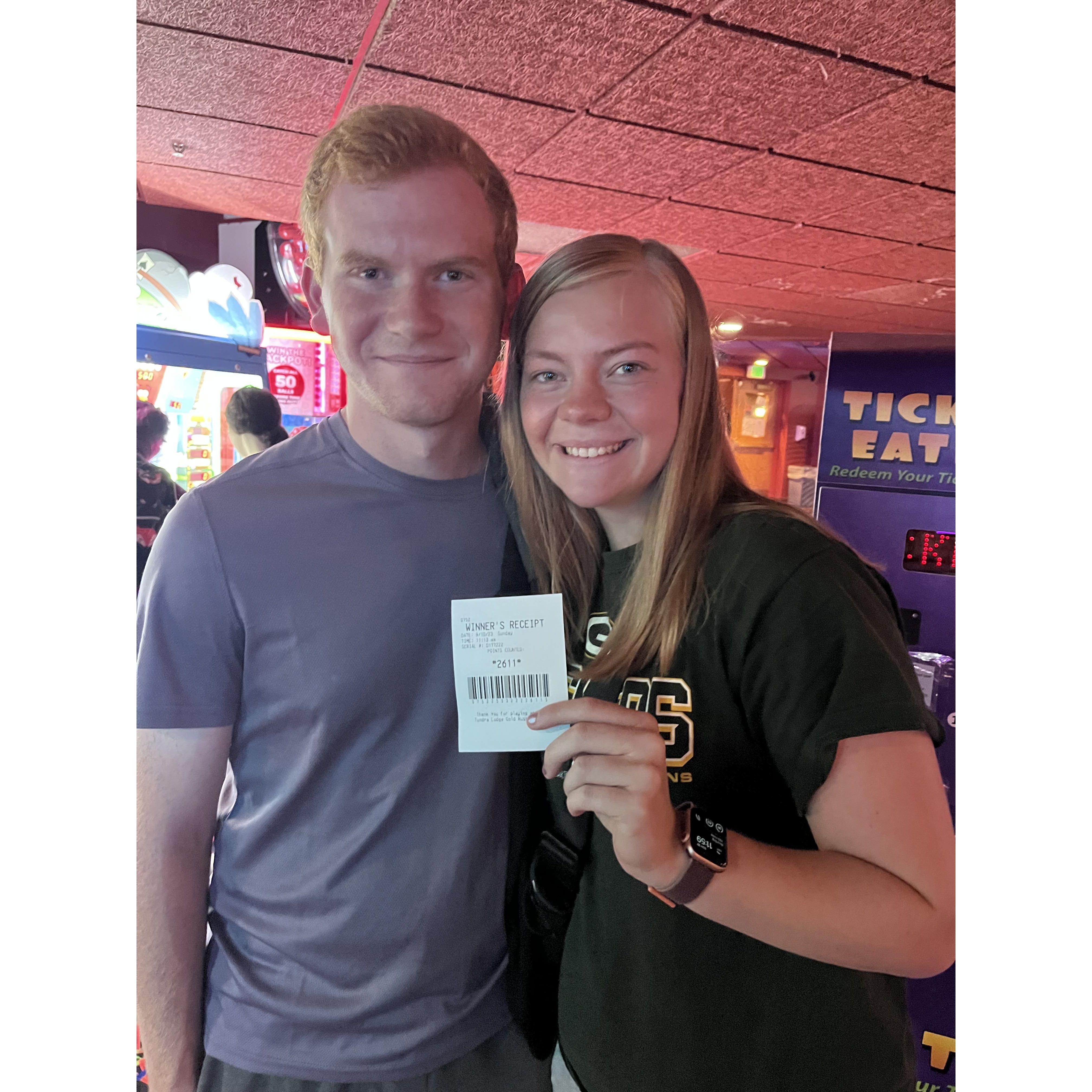 Arcade champions! 2,611 tickets later...