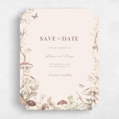 Beige Ticket Wedding Save the Date - Eden Portrait