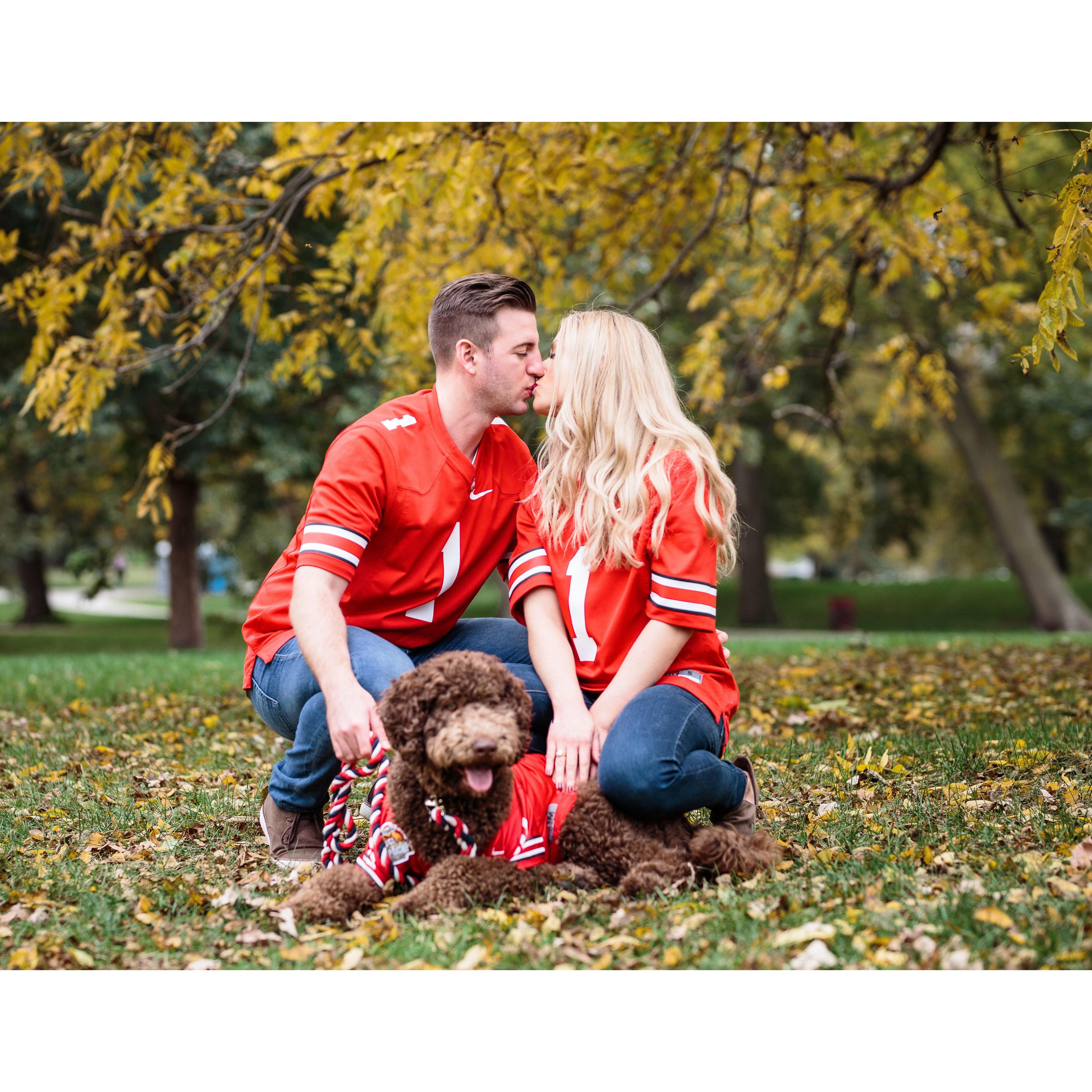 Chris, Leeanna, and Roman all love Buckeye Football.