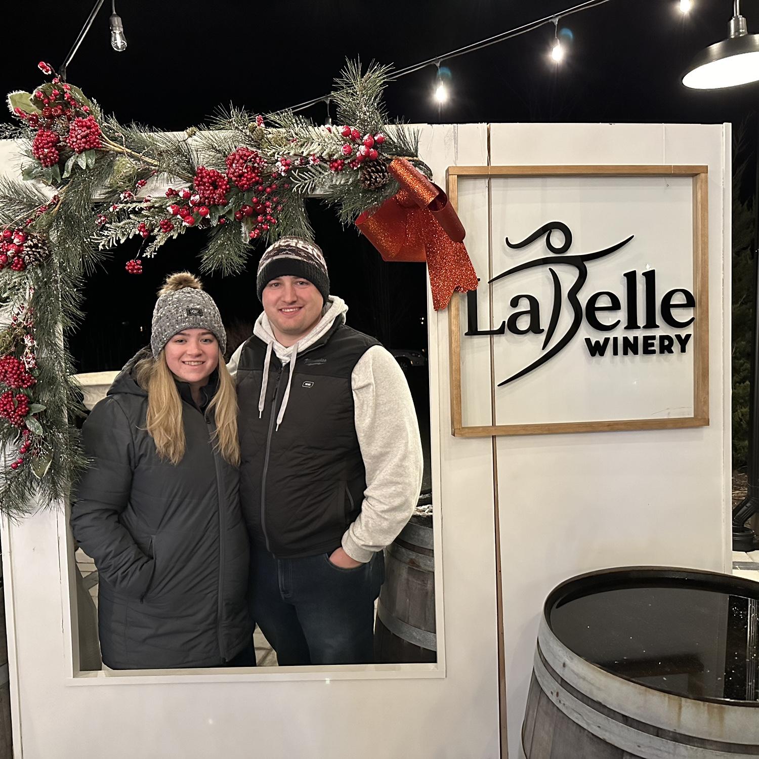 Jeremy and Hannah enjoying Christmas lights at LaBelle Winery, NH.