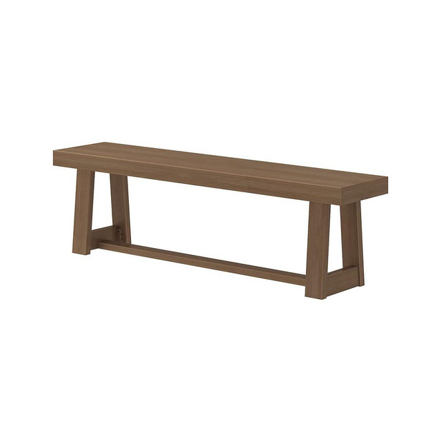 Plank+Beam 60 Inch Farmhouse Dining Bench, Solid Wood Entryway Bench, Wooden Outdoor Bench, Kitchen Dining Seat, Dining Room, Home Office, Living Room Furniture, Easy Assembly, Pecan Wirebrush