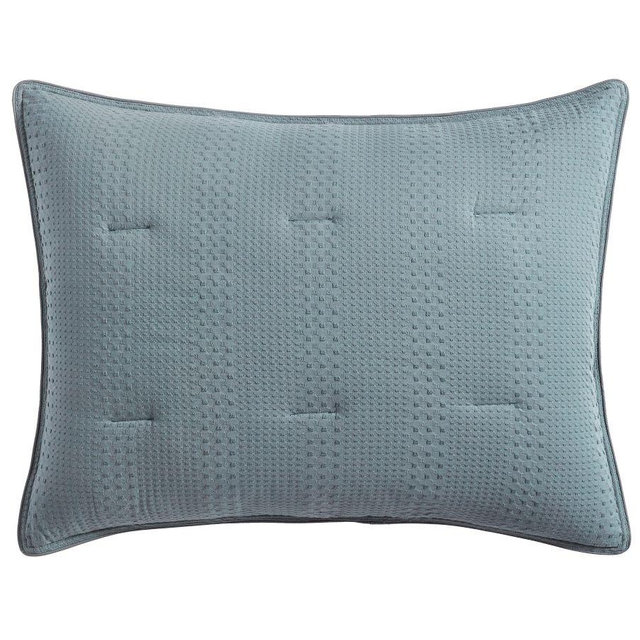 Honeycomb Cotton Comforter Sham, Steel Blue, Standard