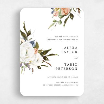 White Rounded Wedding Invitation - Octavia Vow Renewal