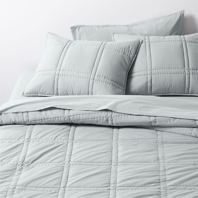 Favorite Washed Organic Cotton Percale Mist Blue King Comforter