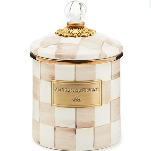 Mackenzie Childs Small Mocha Check Canister