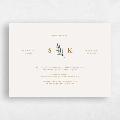 Beige Wedding Invitation - Oxley Stamp