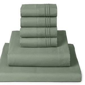 Mellanni King Sheet Set - 6-Piece Iconic Collection Bedding, (Including 4 Pillowcases), 16-Inch Deep Pocket, Easy Care, Extra Soft, Cooling Sheets, Brushed Microfiber - Sage