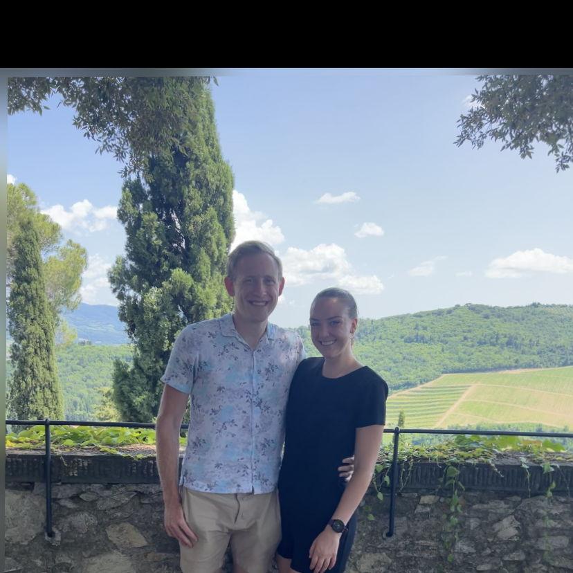 Lunch at a castle in Tuscany, Italy, June 2023.
