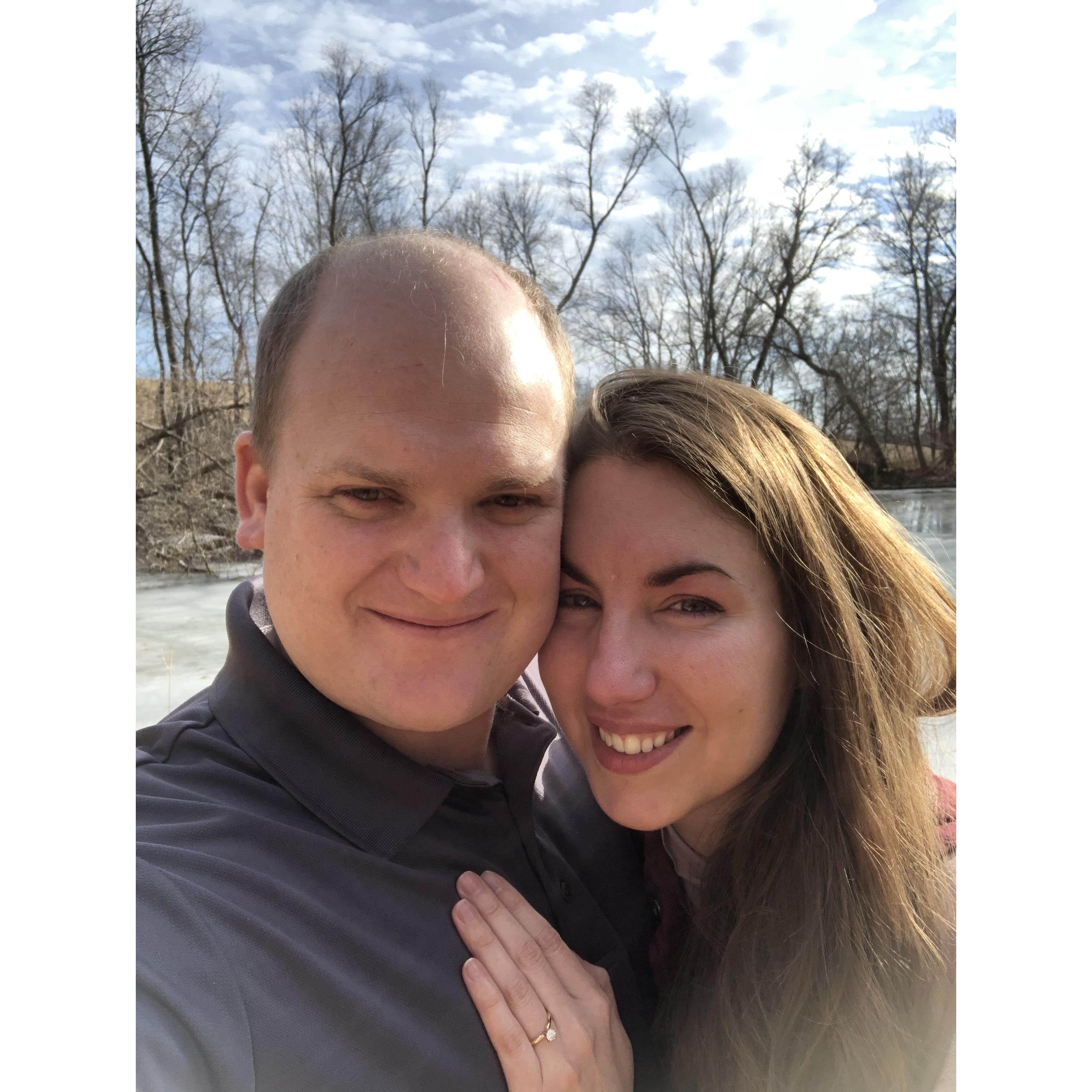 Right after Jon popped the question at "Engagement Pond" near Harper's Ferry, IA
