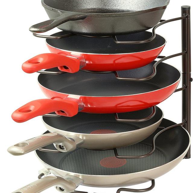 Kitchen Cabinet Pantry Pan Rack Holder - Bronze
