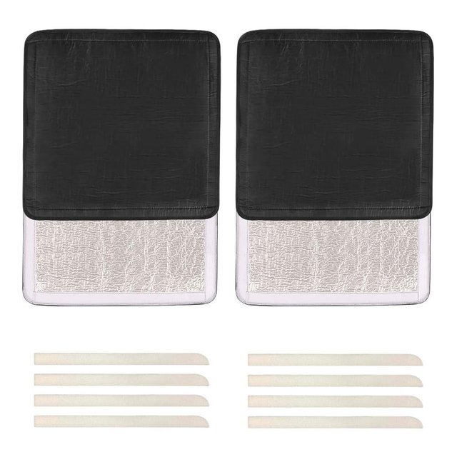 RV Roof Vent Skylight Insulator Cover, Sun Blackout Fabric for Camper (16 x 16 inch)- Black- 2 Pack
