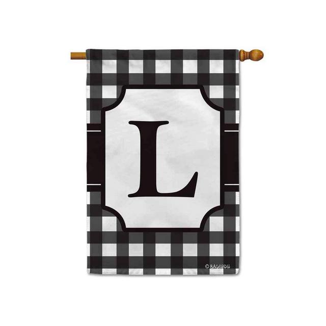 BAGEYOU Monogram Initial L Checkers Plaid Lattice Decorative House Flag for Outside Housewarming Gifts 28x40 Inch Printed Double Sided