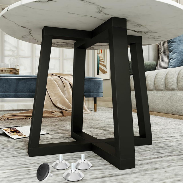 FUSHIAIPTC Metal Coffee Table Legs 18 Inch, 650LBS with Suction Cups & Pre-Drilled Holes, Fits Glass Marble Wood Tops, for End Table, Coffee Table, Night Stands
