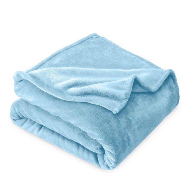 Light Blue Microplush Full/Queen Fleece Blanket by Bare Home