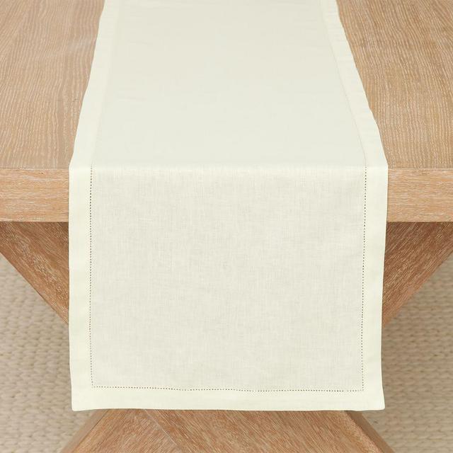 Belgian Linen Table Runner, 16" x 108" - Classic Ivory