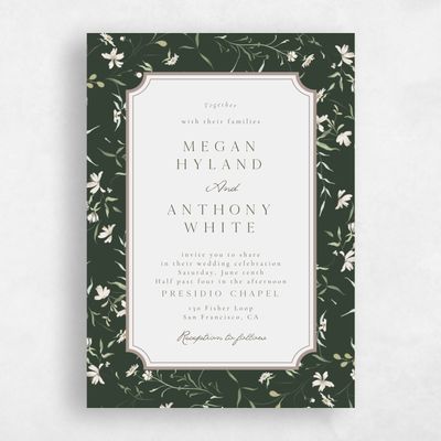 Green Wedding Invitation - Vasara Portrait