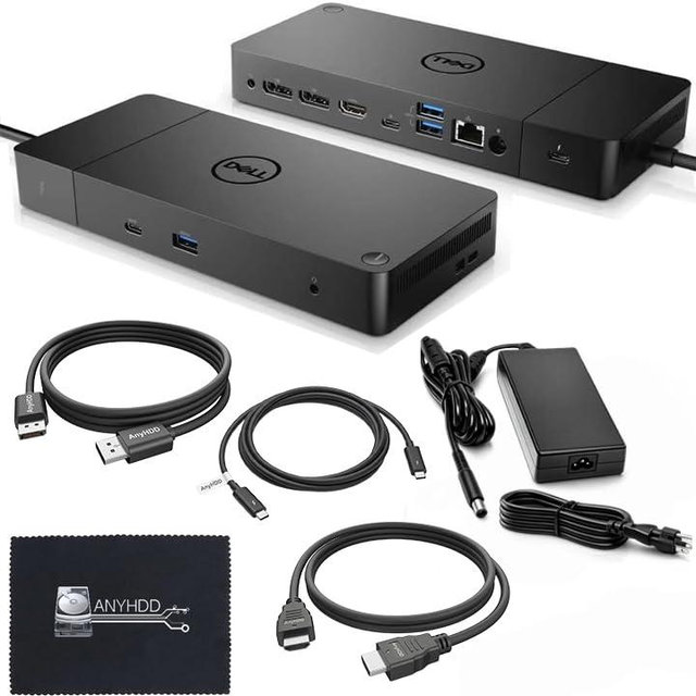 Dell WD19TB Thunderbolt Dock - 1 Year Warranty, Docking Station with 180W Adapter, HDMI, DisplayPort, Thunderbolt Cable, Cloth - Dell Docking Station Dual Monitor for Laptop & Computers (Renewed)